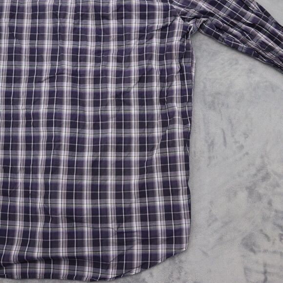 Michael Kors Shirt Mens L Purple Plaid Button Up Long Sleeve Collared Top - Picture 16 of 16